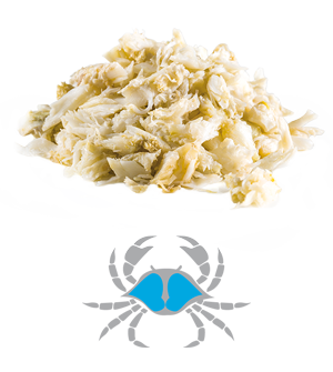 Large and small pieces of white crab meat