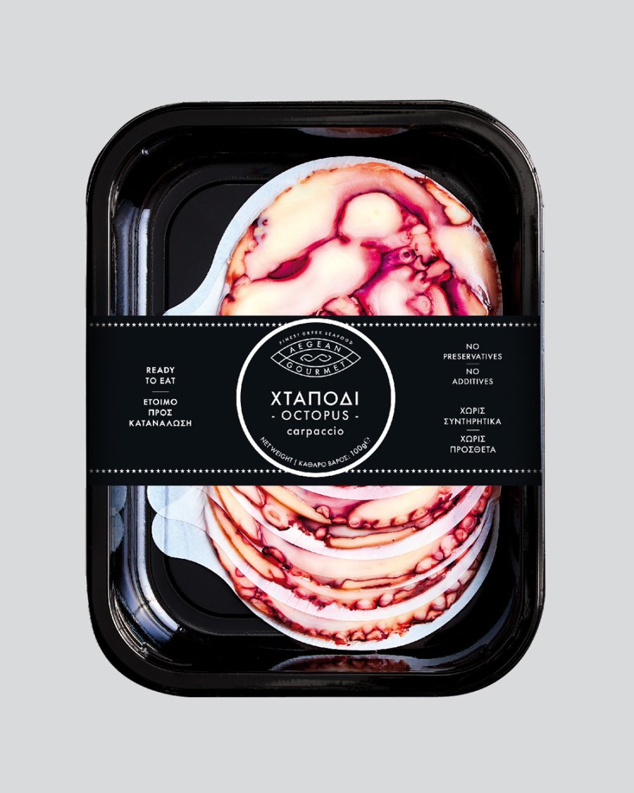 Octopus Carpaccio product into packaging